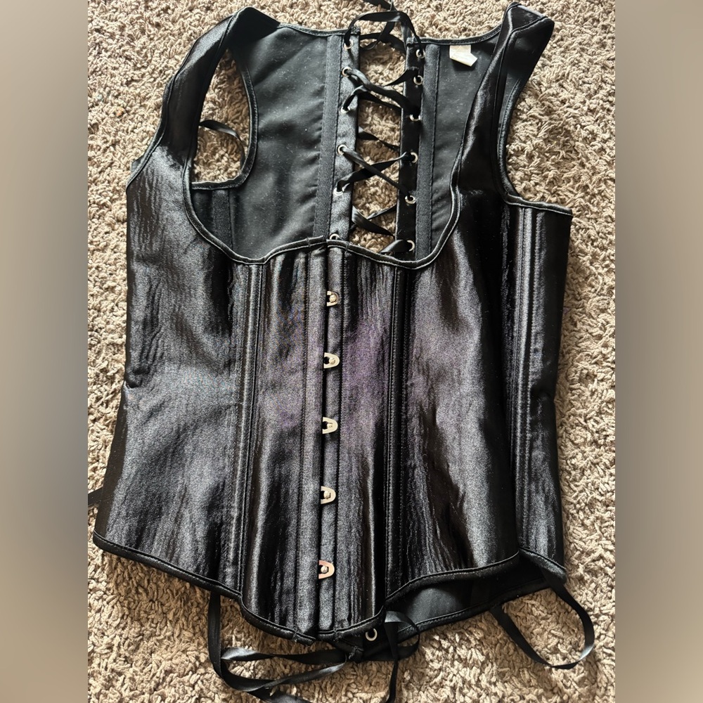 Black Lace-Up Corset Top